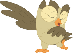 Size: 3592x2607 | Tagged: safe, artist:porygon2z, owlowiscious, bird, owl, g4, dab, eyes closed, high res, male, open mouth, simple background, solo, transparent background