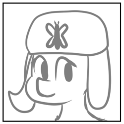 Size: 340x338 | Tagged: safe, fluttershy, pony, g4, bust, female, grayscale, hat, lineart, looking away, monochrome, portrait, solo, ushanka