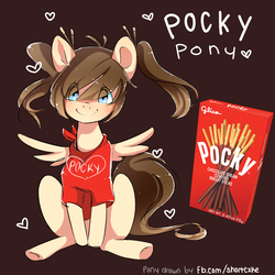 Size: 1500x1500 | Tagged: safe, artist:shortcxke, oc, oc only, pony, food, pocky, pocky game, solo