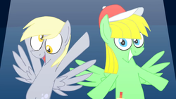 Size: 854x480 | Tagged: safe, artist:animatedjames, derpy hooves, oc, oc:viva reverie, pegasus, pony, beat it pmv, g4, beat it, female, looking at you, mare, pose