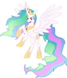 Size: 5139x6000 | Tagged: safe, artist:magister39, princess celestia, pony, g4, absurd resolution, alternate universe, evil, fangs, female, jewelry, mare, nightmareverse, open mouth, rearing, red eyes, regalia, sharp teeth, simple background, singing, solo, spread wings, teeth, transparent background, vector