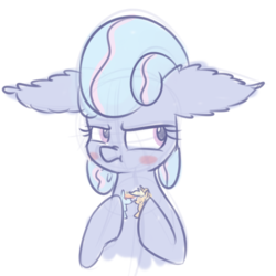 Size: 550x550 | Tagged: safe, artist:heir-of-rick, applejack, rainbow dash, oc, oc:sapphire lollipop, g4, big ears, blushing, female, lesbian, ship:appledash, shipper on deck, shipping, sketch