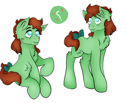 Size: 1024x835 | Tagged: safe, artist:bewarethemusicman, oc, oc only, oc:question mark, earth pony, pony, bow, chest fluff, freckles, male, ponysona, tail bow, transgender