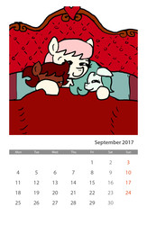 Size: 1600x2450 | Tagged: safe, artist:ficficponyfic, color edit, edit, edited edit, oc, oc only, oc:emerald jewel, oc:hope blossoms, oc:ruby rouge, earth pony, pony, colt quest, adult, bed, bedroom, blanket, calendar, child, color, colored, colt, cuddling, cute, eyes closed, female, filly, foal, hair over one eye, heart, male, mare, nuzzling, pillow, smiling, snuggling, text
