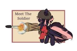 Size: 1024x683 | Tagged: safe, artist:silverknight27, oc, oc only, oc:silver rose, pegasus, pony, crossover, female, mare, rocket launcher, soldier, soldier (tf2), solo, team fortress 2