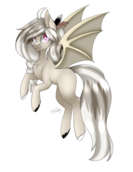 Size: 2141x2779 | Tagged: safe, artist:ohhoneybee, oc, oc only, oc:ghost rose, bat pony, pony, feather, female, high res, mare, simple background, solo, transparent background