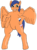 Size: 1376x1858 | Tagged: safe, artist:taiga1x, derpibooru exclusive, oc, oc only, oc:kyla, original species, pegasus, pony, bipedal, blue mane, green eyes, looking at you, multiple limbs, orange fur, simple background, solo, standing, transparent background