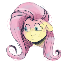 Size: 1024x1024 | Tagged: safe, artist:taylorsketch, fluttershy, pony, g4, bust, female, floppy ears, looking away, portrait, simple background, solo, transparent background, watermark