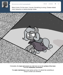 Size: 666x800 | Tagged: safe, artist:egophiliac, princess luna, pony, moonstuck, g4, cartographer's knapsack, female, filly, grayscale, marauder's mantle, monochrome, solo, static, telepathy, woona, younger