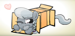 Size: 1200x584 | Tagged: safe, artist:alfa995, silver spoon, earth pony, pony, g4, box, cute, female, pony in a box, solo, youtube link