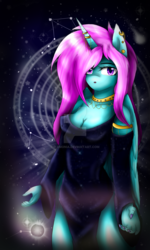 Size: 1024x1707 | Tagged: safe, artist:jinx--minx, oc, oc only, oc:gentle moonlight, alicorn, anthro, alicorn oc, anthro oc, horn, horn ring, piercing, solo, watermark