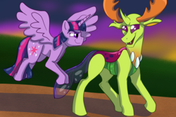 Size: 3000x2000 | Tagged: safe, artist:percy-mcmurphy, thorax, twilight sparkle, alicorn, changedling, changeling, pony, g4, to where and back again, duo, high res, interspecies, king thorax, male, ship:twirax, shipping, straight, twilight sparkle (alicorn)