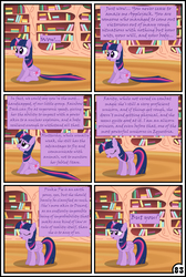 Size: 3254x4837 | Tagged: safe, artist:gutovi, twilight sparkle, alicorn, pony, comic:why me!?, g4, comic, female, golden oaks library, high res, offscreen character, solo, speech bubble, this will end in tears, twilight sparkle (alicorn)