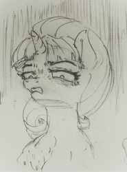 Size: 500x675 | Tagged: artist needed, safe, starlight glimmer, pony, g4, angry, disdain, female, monochrome, sketch, solo