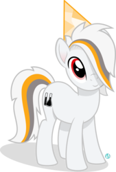 Size: 1949x2887 | Tagged: safe, artist:arifproject, oc, oc only, oc:starbass, pony, g4, cutie mark, hair over one eye, hat, looking at you, party hat, simple background, solo, transparent background, vector