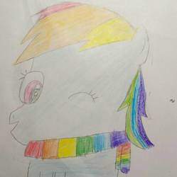 Size: 749x753 | Tagged: safe, artist:sumi-mlp25, rainbow dash, pony, g4, clothes, female, looking at you, one eye closed, scarf, solo, traditional art, wink