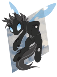Size: 1024x1384 | Tagged: safe, artist:gracewolf, oc, oc only, oc:crucible, changeling, changeling oc, female, flying, simple background, solo, transparent background, white changeling