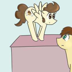 Size: 500x500 | Tagged: safe, artist:tastypony, pound cake, oc, oc:askacrylic, g4, cute, older, standing, table