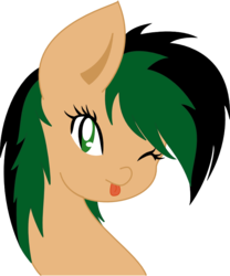 Size: 719x863 | Tagged: safe, artist:melting-base, oc, oc only, oc:ignic rhythm, bat pony, pony, female, long neck, looking at you, one eye closed, simple background, solo, tongue out, wink
