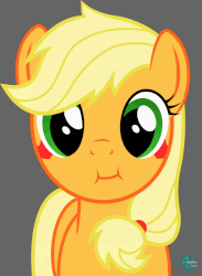 Size: 730x1000 | Tagged: safe, artist:arifproject, derpibooru exclusive, applejack, earth pony, monster pony, original species, pony, tatzlpony, g4, :i, animated, arif's scrunchy pone, cute, eye shimmer, female, gif, gray background, jackabetes, looking at you, simple background, solo, species swap, tatzlbetes, tatzljack, vector