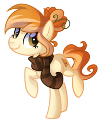Size: 1503x1800 | Tagged: safe, artist:drawntildawn, oc, oc only, oc:pumpkin patch, earth pony, pony, clothes, scarf, simple background, solo, transparent background