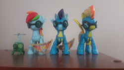 Size: 1000x563 | Tagged: safe, rainbow dash, soarin', spitfire, tank, pony, g4, guardians of harmony, irl, photo, toy, wonderbolts