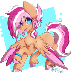 Size: 800x829 | Tagged: safe, artist:teranen, oc, oc only, pegasus, pony, colored pupils, multicolored hair, solo