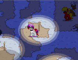 Size: 1152x896 | Tagged: safe, oc, oc only, oc:crimson prose, pony, unicorn, pony town, collar, female, game, screenshots, snow, solo focus, torch