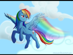 Size: 1748x1321 | Tagged: safe, artist:gurugrendo, artist:jay-kuro, rainbow dash, pony, g4, female, flying, solo