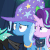 Size: 510x510 | Tagged: safe, screencap, starlight glimmer, thorax, trixie, changeling, pony, unicorn, g4, to where and back again, animated, bag, blinking, female, gif, mare, solo focus, trixie's hat, worried