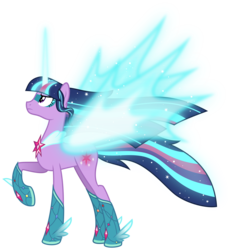 Size: 4636x5000 | Tagged: safe, artist:missgoldendragon, twilight sparkle, alicorn, pony, g4, absurd resolution, artificial wings, augmented, commission, daydream sparkle, daydream-ified, face paint, female, magic, magic wings, mare, raised hoof, simple background, solo, spread wings, transparent background, twilight sparkle (alicorn), vector, wings
