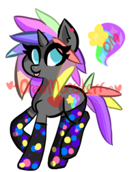 Size: 2629x3300 | Tagged: safe, artist:oreomonsterr, oc, oc only, oc:strobe light, pony, clothes, high res, piercing, socks, solo, tongue out, tongue piercing