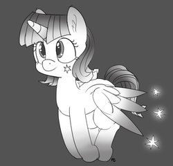 Size: 1280x1231 | Tagged: safe, artist:pabbley, twilight sparkle, alicorn, pony, g4, female, grayscale, monochrome, pokémon, simple background, solo, twilight sparkle (alicorn)