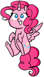 Size: 812x1404 | Tagged: safe, artist:windows 95, derpibooru exclusive, pinkie pie, alicorn, pony, g4, alicornified, female, flying, pinkiecorn, race swap, simple background, smiling, solo, spread wings, transparent background, underhoof, xk-class end-of-the-world scenario