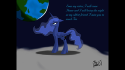 Size: 1136x640 | Tagged: safe, artist:officiallunardj, princess luna, pony, g4, banishment, earth, female, moon, solo