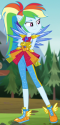 Size: 465x965 | Tagged: safe, screencap, rainbow dash, human, equestria girls, g4, my little pony equestria girls: legend of everfree, clothes, cropped, crossed arms, crystal guardian, crystal wings, female, ponied up, shoes, solo, winged shoes