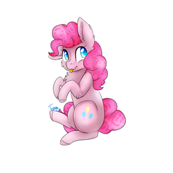 Size: 1000x1000 | Tagged: safe, artist:twinkepaint, pinkie pie, earth pony, pony, g4, :p, cheek fluff, chest fluff, colored hooves, colored pupils, cute, diapinkes, ear fluff, female, heart eyes, leg fluff, one ear down, simple background, sitting, solo, tongue out, white background, wingding eyes