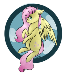 Size: 743x841 | Tagged: safe, artist:twinkepaint, fluttershy, pony, g4, cloud, female, flying, simple background, solo, white background