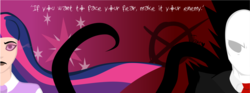 Size: 7585x2809 | Tagged: safe, artist:angelpony99, twilight sparkle, human, g4, absurd resolution, badass, cover, crossover, gradient, humanized, quote, slenderman, slenderverse, vector, versus screen