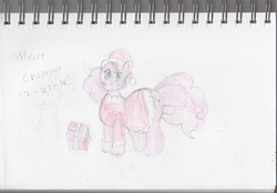 Size: 2868x2000 | Tagged: safe, artist:storytime, pinkie pie, earth pony, pony, g4, christmas, female, high res, solo, traditional art