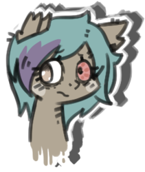 Size: 240x285 | Tagged: safe, artist:kyaokay, oc, oc only, oc:grounded, pony, heterochromia, red eyes, sicksona, simple background, solo, transparent background