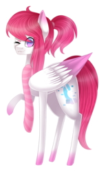 Size: 1197x1909 | Tagged: safe, artist:bonniebatman, pegasus, pony, clothes, female, mare, raised hoof, scarf, simple background, solo, transparent background