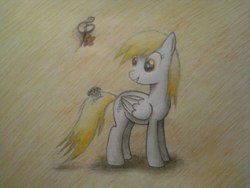 Size: 1000x750 | Tagged: safe, artist:ponystarpony, derpy hooves, pegasus, pony, g4, female, food, mare, muffin, solo, traditional art