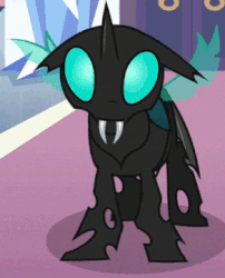 Size: 292x362 | Tagged: safe, screencap, thorax, changeling, g4, the times they are a changeling, animated, blinking, cropped, cute, floppy ears, gif, looking at you, male, solo, spread wings, thorabetes