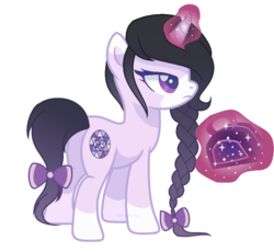 Size: 1000x919 | Tagged: safe, artist:zoruatini, oc, oc only, oc:treasured orchid, pony, unicorn, base used, bow, braid, female, hair bow, mare, purse, simple background, solo, tail bow, transparent background