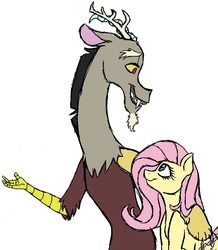 Size: 771x886 | Tagged: safe, artist:wickedhex, discord, fluttershy, g4, male, ship:discoshy, shipping, straight