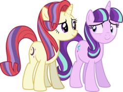 Size: 5616x4204 | Tagged: safe, artist:osipush, moondancer, starlight glimmer, g4, absurd resolution, alternate hairstyle, alternate universe, counterparts, simple background, smiling, transparent background, twilight's counterparts, vector