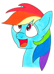 Size: 1638x2250 | Tagged: safe, artist:steam-loco, rainbow dash, pony, g4, female, open mouth, simple background, solo, traditional art, white background