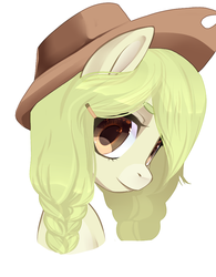 Size: 750x961 | Tagged: safe, artist:sogikiadopt, oc, oc only, pony, bust, hat, portrait, simple background, solo, white background