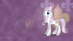 Size: 1920x1080 | Tagged: safe, artist:lyraartstrings, artist:sorata-daidouji, fleur-de-lis, pony, g4, cutie mark, female, glowing, signature, solo, vector, wallpaper